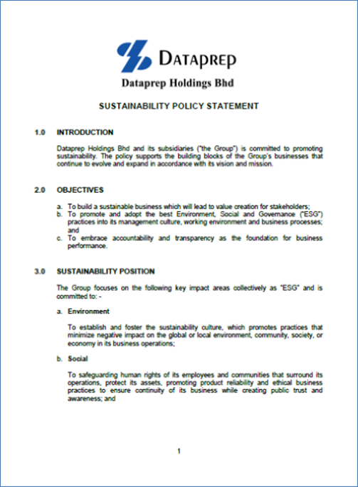 Sustainability Policy Statement